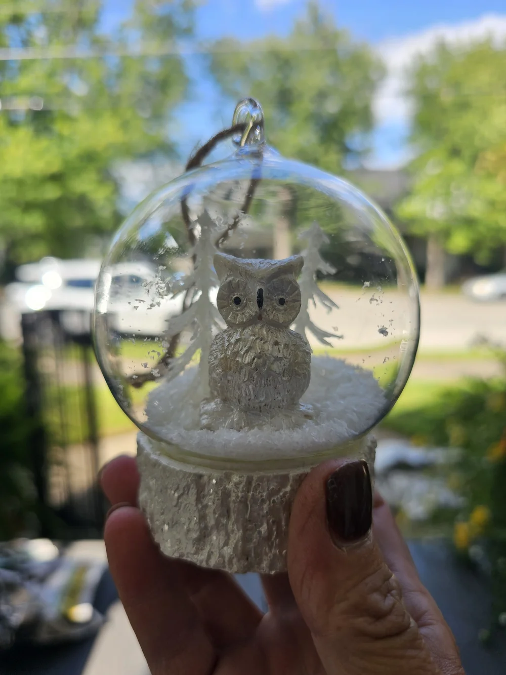 Pottery Barn Light-Up Snowy Owl Cloche Christmas Ornament - Flashing/Steady LED